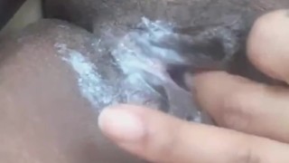 Ebony pussy creamy contractions making amateur squirt for the first time
