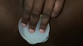 Slutty college student fucks her tight ebony pussy
