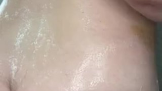 sexy fat ass PAWG with cute perky tits shower tease in slow motion
