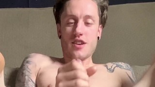 Hot White Stud Cums with FEET in the air!