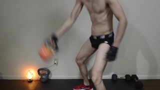 Cam Crest Pumps a Kettlebell