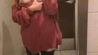 Flashing my perfect boobs at the bathroom of the gas station