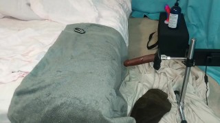 Cumming instantly from upside down face fuck & anal pounding BBC dildo
