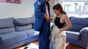 teen blowjob FUCK CUM IN MOUTH SWALLOW JUDO LESSON