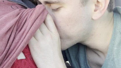 Sexy Big tit hot blonde gets pierced tits sucked and nursed in passenger seat of car