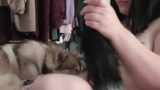 BBW xxkittens submissive neko girl butt plug tail play time