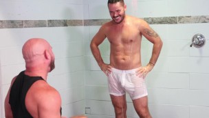 mature BF Killian Knox Sucks A Huge Cock In The Shower - ExtraBigDicks