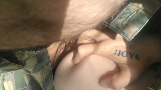 Hunt Cunt !! Petite tight pussy Milf takes dick in woods !!