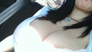I like to show my tits while on the road that make me horny and I can't wait to suck his juicy cock