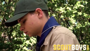 ScoutBoys Two uniformed twink scouts fuck outdoors by campfire