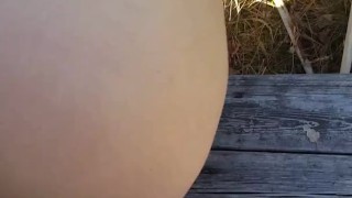 Stranger challange in public hotwife cheating while husband is working with a stranger in public