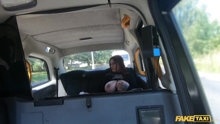 Fake Taxi Sabien Demonia in Fishnets gets fuck by a big cock with her big natural tits out