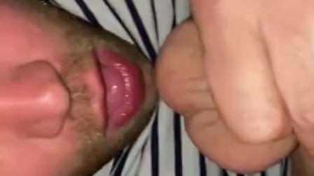 Sucking my cock and licking balls close-up