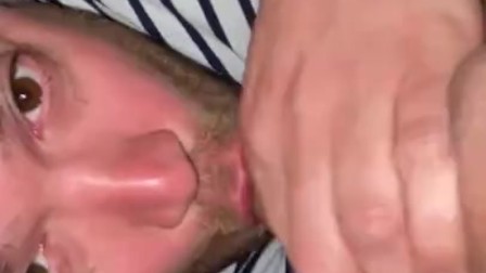 Sucking my cock and licking balls close-up