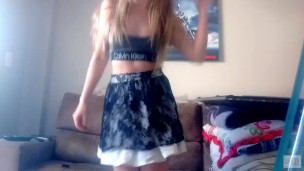 just your girl trying to strip dance in a hot little skirt