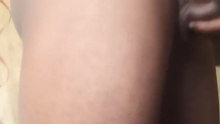 Handsome African masturbating on semen on foot 