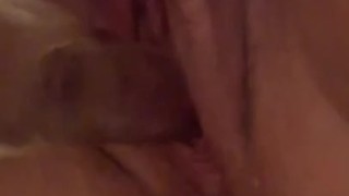 Fucking my pretty little pierced pussy with my glass dildo