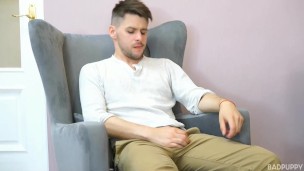 Nick is enjoying bouncing up & down on Dmitry's cock