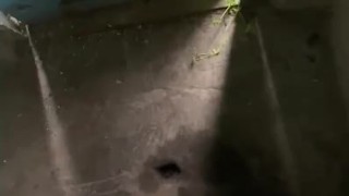 Russian straight jerks off a big dick in the toilet in the village cums a lot of sperm