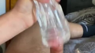 White Jock Jerks His BWC With Fleshlight Till He Busts