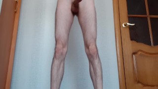 Russian guy during nude workout, became horny and fucked a sex toy