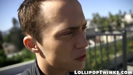 Known bottom Brice Carson licks his lollipop while analed