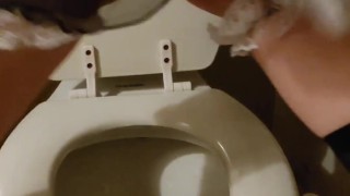 Frenchmaid Demons pees in housemates toilet