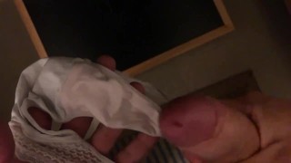 Secretly cumming on step sister’s used panties and leaving them where she left them