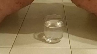 Chubby cum in glass