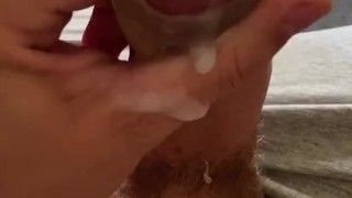 student jerking off dick after study cumming on himself