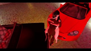 goth girl gets fucked on the garage by a black dude