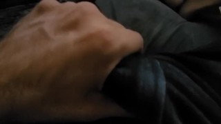Kneeling in my lounge wanking my big cock until I’m cumming on the floor