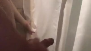Horny college boy playing with his dick in the shower