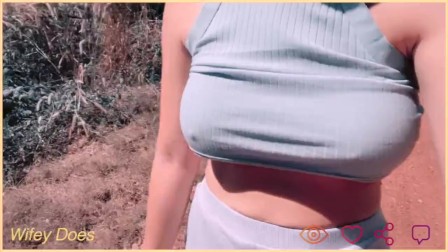 Wife Flashing Hikers With Her BIG TITS