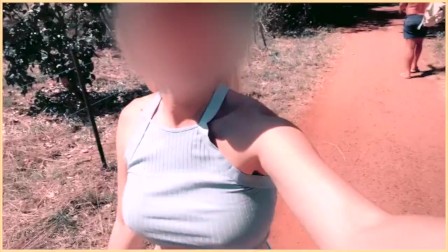 Wife Flashing Hikers With Her BIG TITS