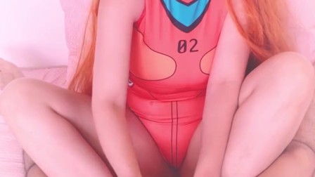 Asuka Langley from Evangelion gives a sexy footjob
