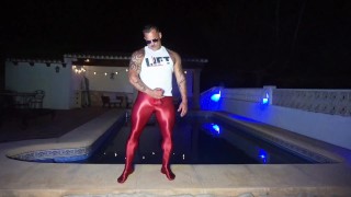 muscle man poses in ballet tights