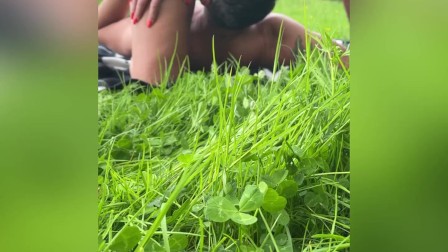 Outdoor facesitting Squirt on his face and cum on ass