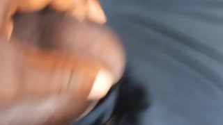 Great solo handjob of African hunk masturbating 
