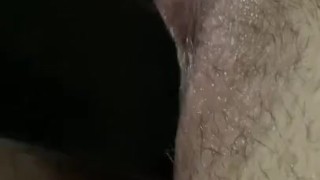 Fucking my wet pussy with a big black dildo 