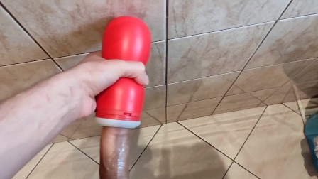 guy fucks his toy and cums hard (and loud)