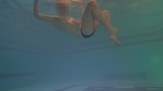 Tight ass finds dildo underwater and swims with it
