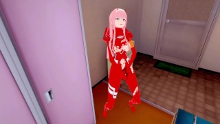 Zero Two в экзоскелете ласкает свою киску трясётся и кончает | женсая раздевалка [3d hentai]