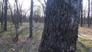 Peeping on a naked girl on a bike