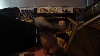 CHAIR FUCK #14! Got really wet during fucking my ass w/ the chair leg, had to make video after that