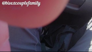 driving and touching my husband's cock