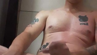Teen guy masturbates in shower and let's loose alot of cum
