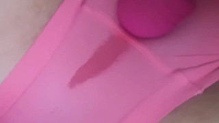 Amazing squirting orgasms soaking teens pink panties while vibrating clit!