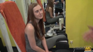 HUNT4K Cute girl instead of training has sex in gym with rich hunter