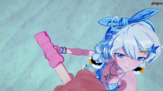 POV mouth fucking Kiana Kaslana on a table - Honkai Impact 3 Hentai.